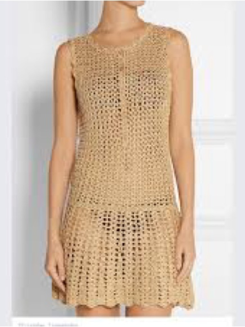 Melissa Odabash Gold Crochet Knit Dress with Teal Label